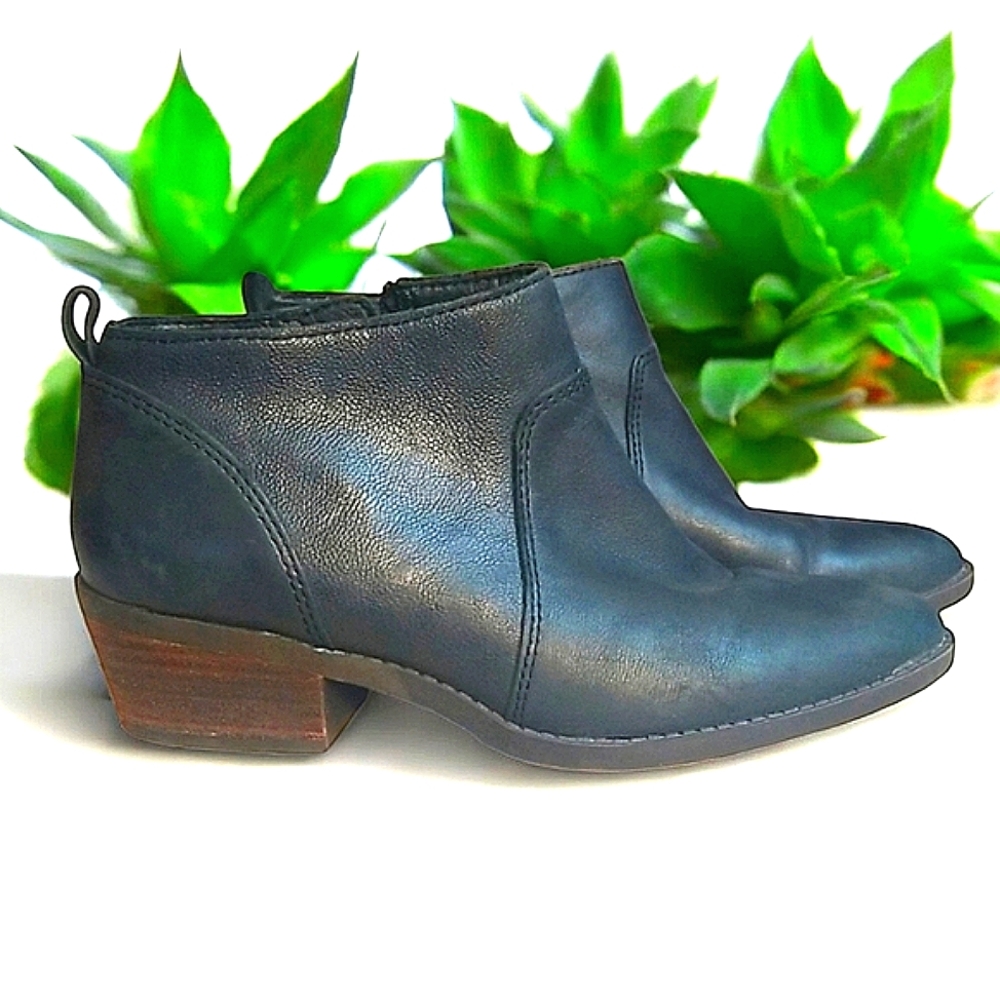 Lucky Brand Leather Boot Faydren 6.5 Medium/37 Smoky Storm Grey/Blue EUC